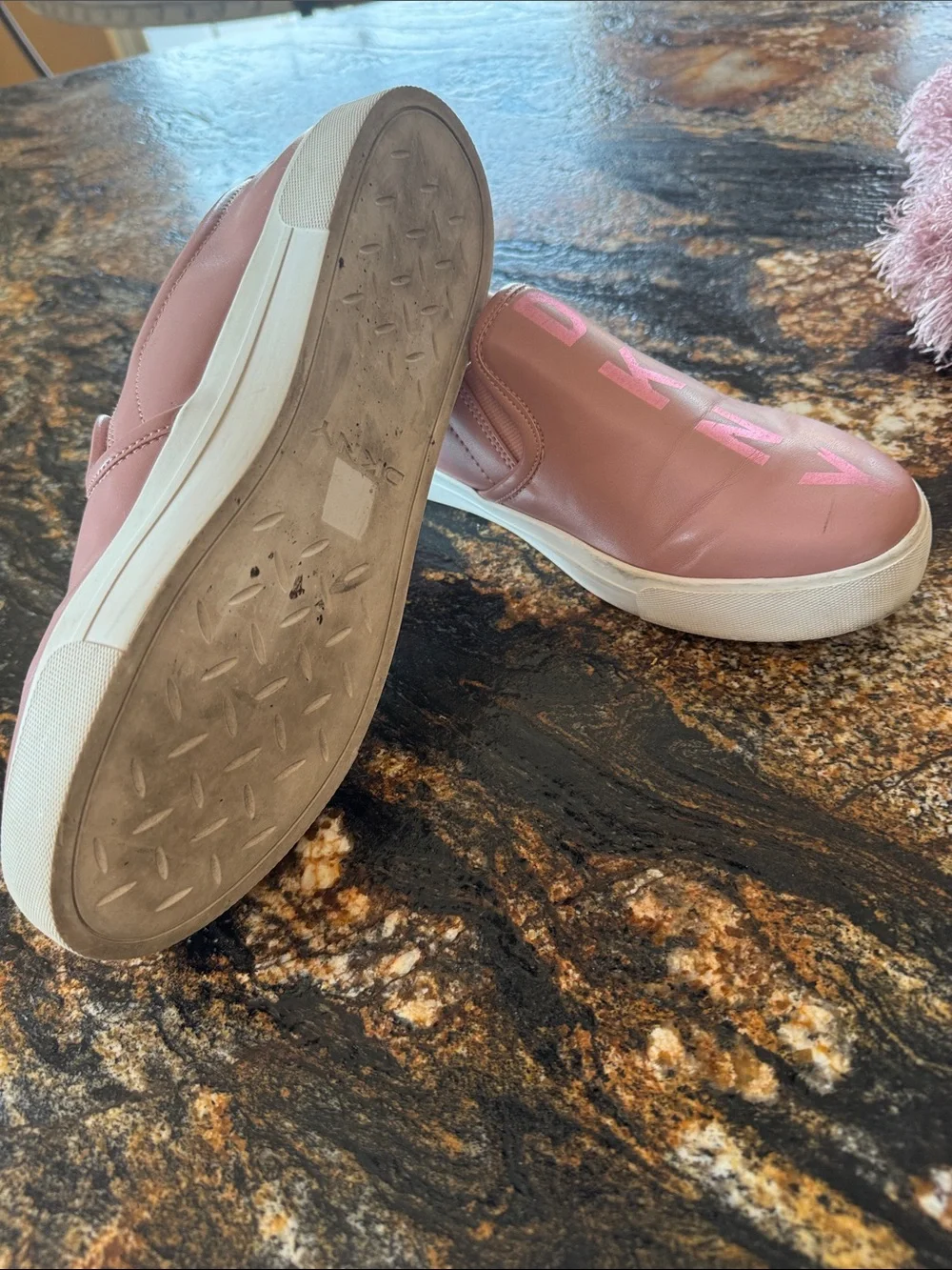 DKNY Mauve Pink Slip-On Sneakers with White Sole
